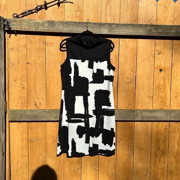 Donna Morgan Black white Dress vintage size 12 abstract retro spring summer - Picture 2 of 8